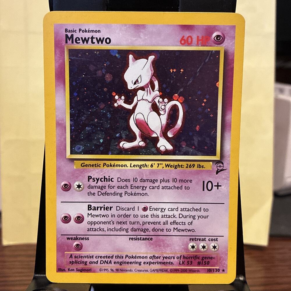 Mewtwo 10/130 Holo Rare Vintage Card 1999 Pokémon Nintendo, Wizard Black Star 65